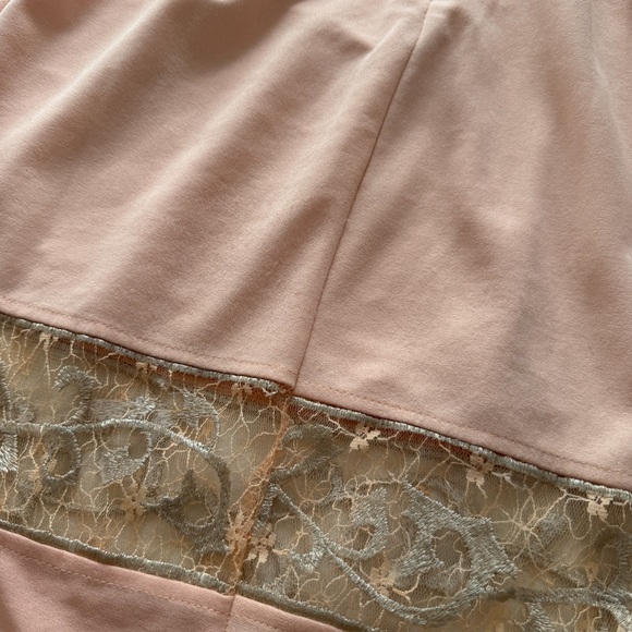 Soieblu Pale Pink Off the Shoulder Mini Dress with Embroidered Bell Sleeves - Picture 4 of 4